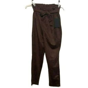 Bagatelle Brown Stretch Pants M Elastic Waist Tie